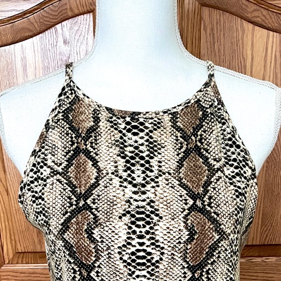 Snake Print Halter Collar Camisole Tank Top - Picture 2 of 8